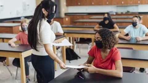 Getty Images School teenagers in masks