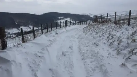 Snow drifts have also caused problems in mid Wales with areas around Machynlleth treacherous