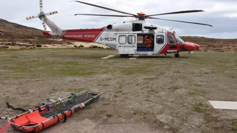 Applecross Coastguard Team Helicopter at the pad