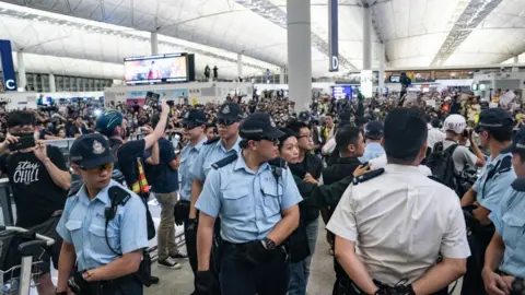 Getty Images Police in Hong Kong