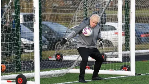 PA Media Boris Johnson in goal