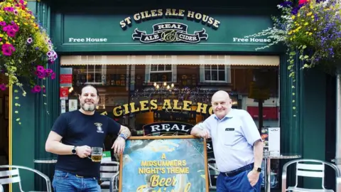 St Giles Ale House Terry Steers, left, at St Giles Ale House