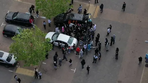 DronePix Crowd gathers at music video shoot