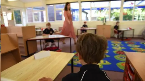 Children in newly spaced classroom