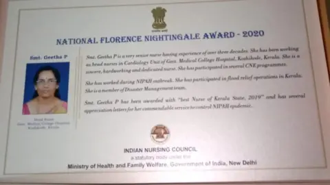 P Geetha's family Ms Geetha's award