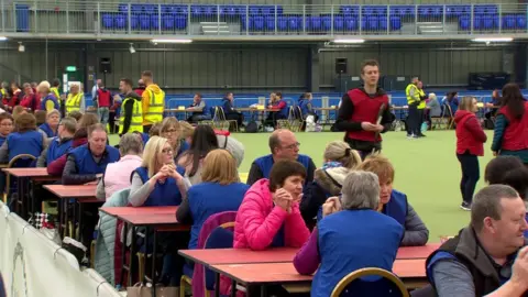 Staff at the count centre in Magherafelt
