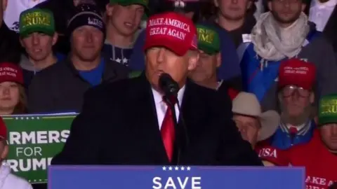 Donald Trump at a rally in Iowa