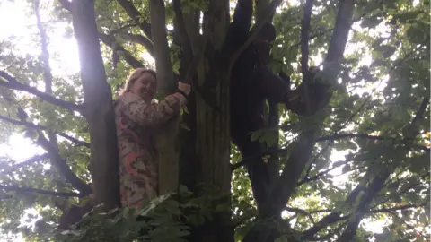 BBC Protesters in tree