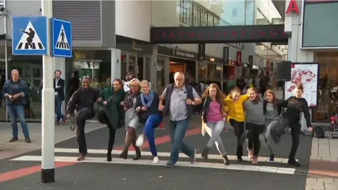 SBS6 'Silly walks' crossing in Spijkenisse, Netherlands,2018