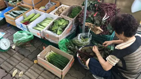 Vegetable stall in Seoul