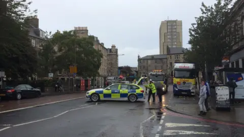 BBC Police car in Leith Walk