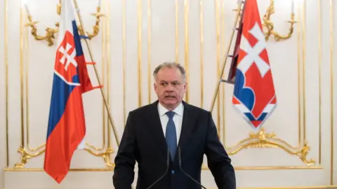 EPA The President of Slovakia Andrej Kiska speaks during a press conference on the murder of Slovak journalist Jan Kuciak and his fiancé Martina Kusnirova in Bratislava, Slovakia, 04 March 2018