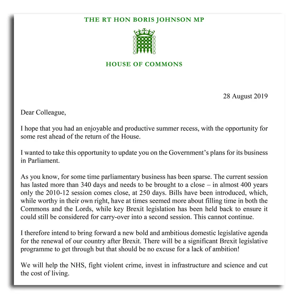 Boris Johnson letter