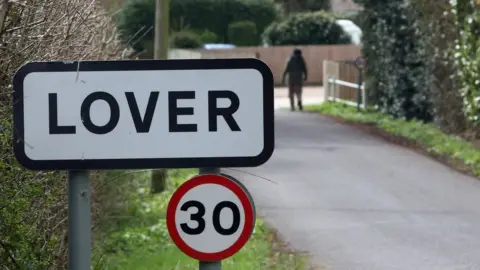 Getty Images Sign for village of Lover in Wiltshire