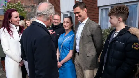 PA Media The Prince of Wales meeting Natalie Cassidy and Scott Maslen