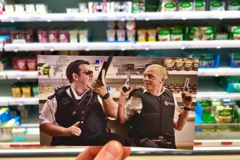 Thomas Duke/Stepping Through Film Hot Fuzz photo shot in a Sainsbury's store