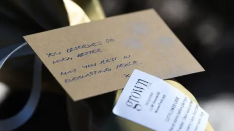 EPA Card on a bouquet left at the site where Ms Herron's body was found reads: You deserved so much better. May you rest in everlasting peace