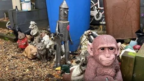 Luke Deal/BBC A range of ornaments from Simon Hodding's garden display