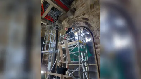 Durham Cathedral Swift Box being lifted into position