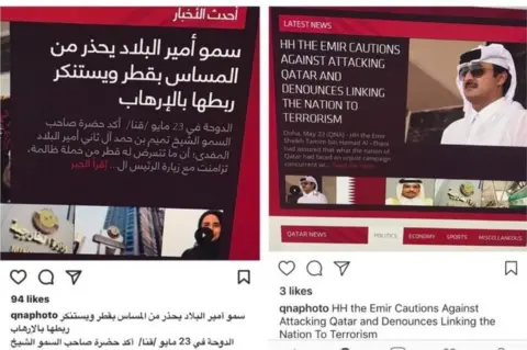 QNA/Instagram Screengrabs showing the allegedly fake news story were posted on Twitter