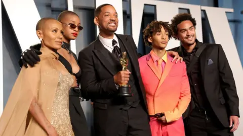 Getty Images Will Smith with (from right) his sons Trey Smith and Jaden Smith, daughter Willow Smith and wife Jada Pinkett Smith