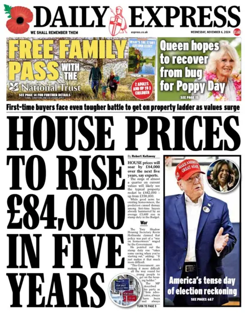 The headline on the front page of the Daily Express reads: 