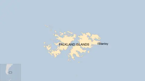 Map showing Falkland Islands and Stanley