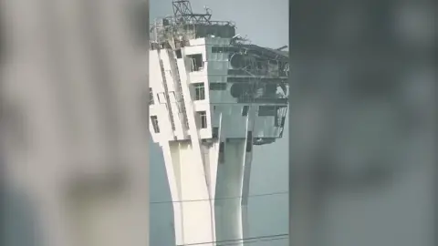 Damage on a maritime control tower 