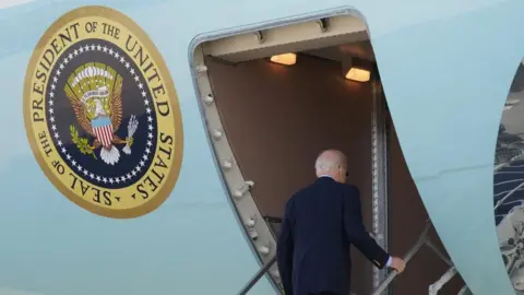 Reuters US President Joe Biden aboard Air Force One as he departs for the G7 summit