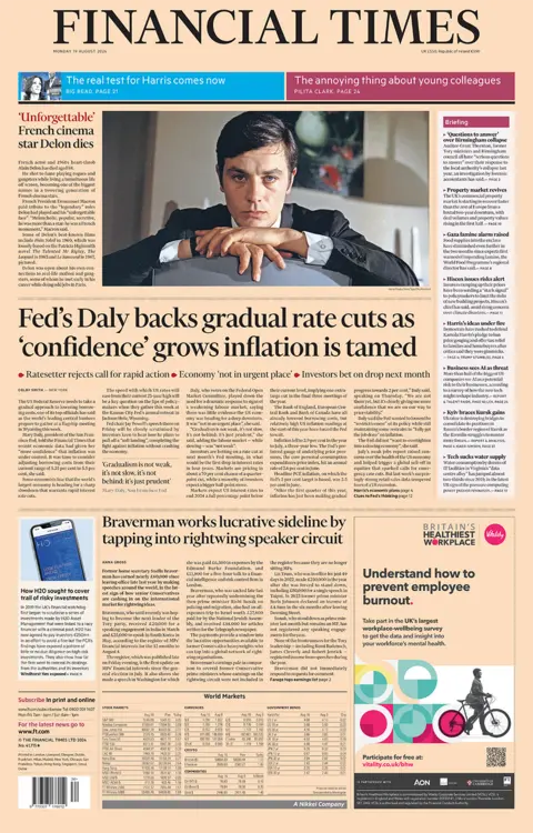 The main headline on the front page of the Financial Times reads: 