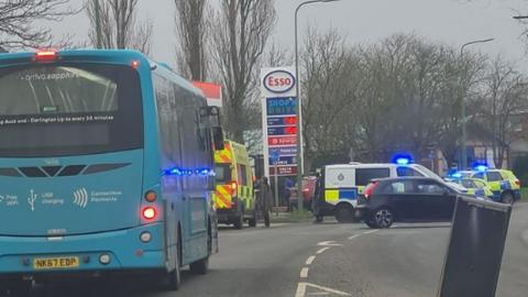 Police at Esso petrol station in Newton Aycliffe