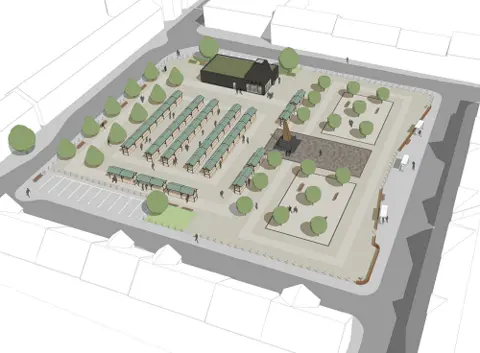 Bolsover District Council An artist's impression of the memorial gardens, which surround the existing mining memorial in Shirebrook