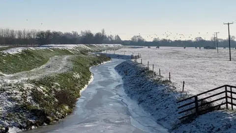BBC Weather Watchers/Walking for Bertie Frozen river and snow covered fields