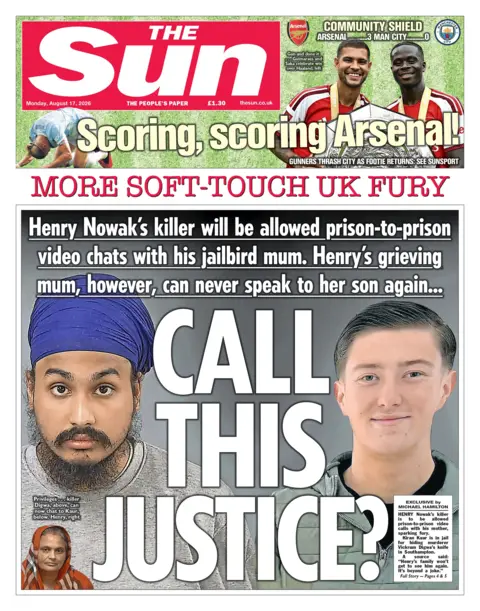 The headline on the front page of the Sun reads: "Call this justice?"