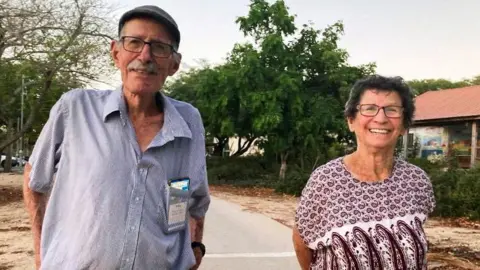 Family handout Oded Lifschitz (left) is still being held hostage in Gaza, his wife Yocheved (right) was also taken hostage but released in a deal 