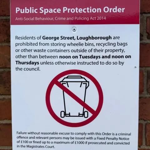 LFRS A public space protection order sign showing a restriction is in place in George Street in Loughborough, Leicestershire.