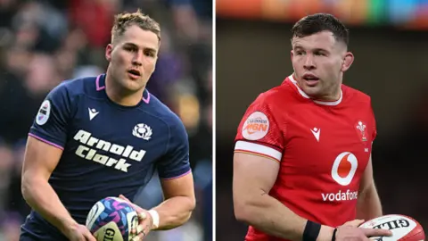 Duhan van der Merwe and Elliot Dee with the ball in their hands