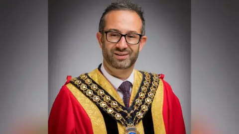 Basildon Borough Council Mayor of Basildon Luke Mackenzie in traditional robe and chain