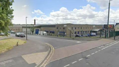 A junction of two streets in an industrial area of Bradford 