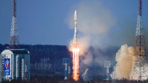 Russia's Soyuz-2.1b launch vehicles blasts off into space. File photo
