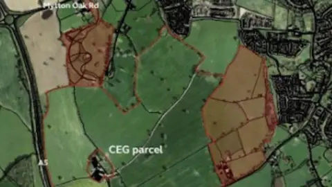 CEG A largely green map, including the words Mytton Oak Road, Hanwood Road and CEG parcel.