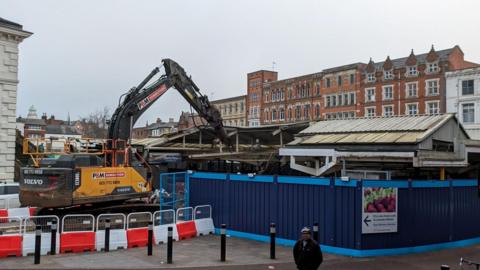 Contractors tear down Leicester Market