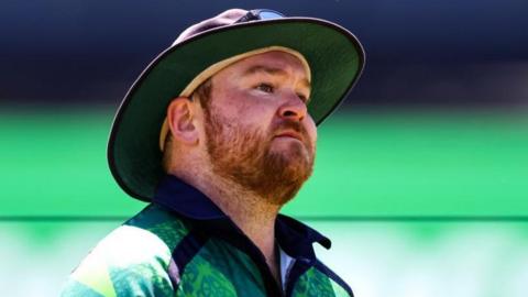 Ireland captain Paul Stirling looks on