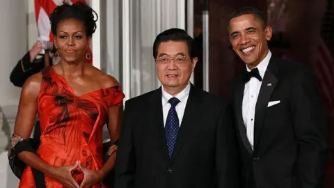 Getty Images Michelle Obama gathering  erstwhile  Chinese President Hu Jintao