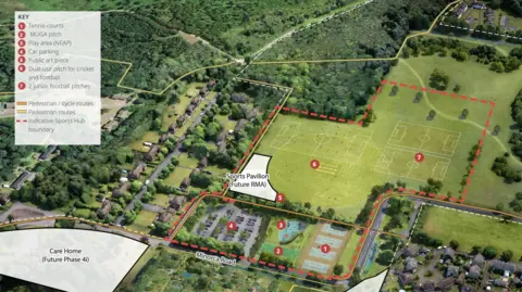 Surrey Heath Borough Council A plan of the facilities available as part of the sports hub.