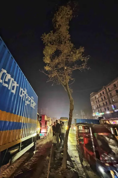 Shahidul Alam/Drik/Majority World This is the tree, on the main road at Square Masterbari, Bhaluka, Mymensingh, from which the corpse of Dipu Chandra Das was hung and then set on fire.
Photo: Shahidul Alam/Drik/Majority World