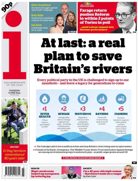  a real plan to save Britain's rivers, reads the front of the i 