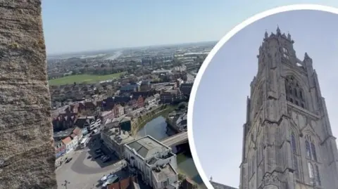 St Botolph's Church pictured and an aerial view of the town and beyond.