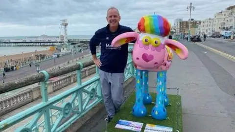 BBC Norman Cook and Shaun the Sheep statue