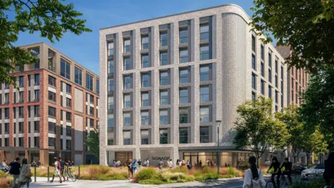 An artist's impression of how new flats will look on Nottingham's Island Quarter 